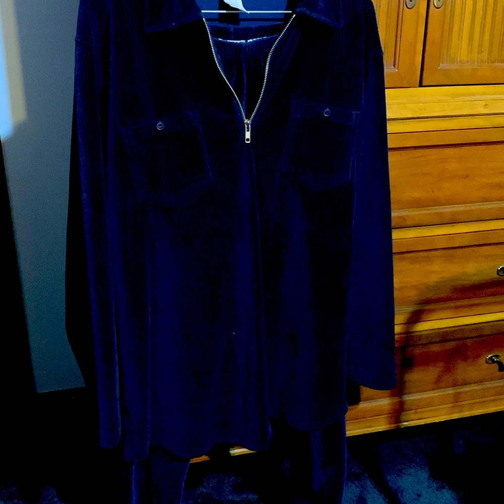 2 piece navy corduroy top and pants